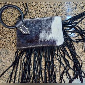 Trinity Ranch Genuine Hair-On Cowhide Fringe Wristlet / Clutch